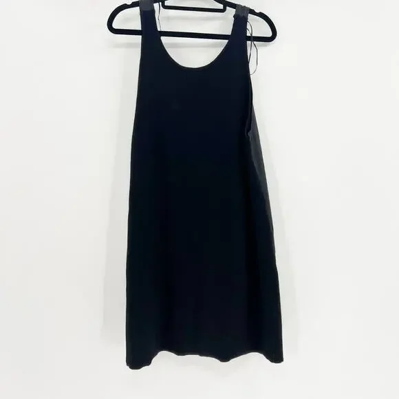 Zara Knit Tunic Tank Top Womens Size M Black Distressed Pocket Scoop Neck - Picture 4 of 6